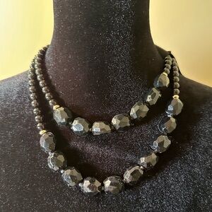 nOir Jewelry | Black Beaded Two-Strand Necklace | NWT